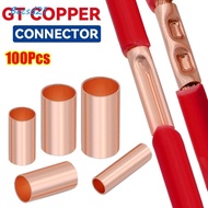 BECS 100Pcs GT Copper Terminal Connecting Tube, Cable Connector Kit Brass Wire Terminal Crimp, GT-1/
