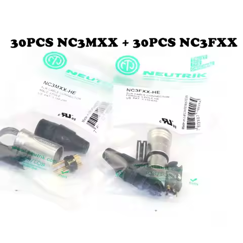 60PCS/LOT New For NEUTRIK three-core XLR Canon gold-plated microphone Canon male and female plug NC3