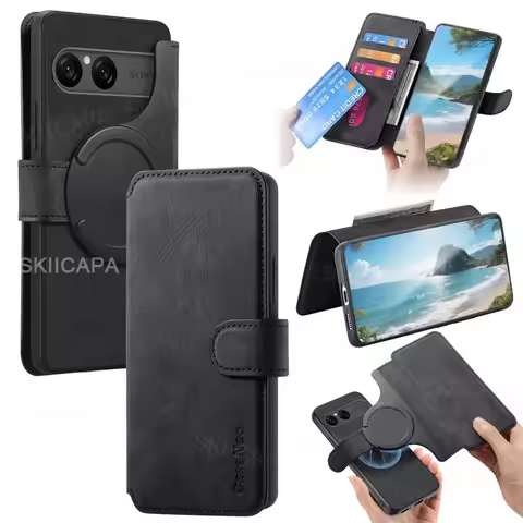 Multifunction Flip Leather Magnetic Wallet Case for Sony Xperia 10 VII Magsafe Removable 2 in 1 Phon