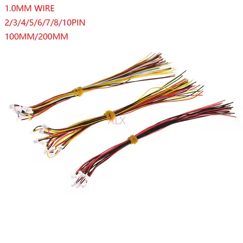 10PCS 100MM/200MM SH 1.0 2/3/4/5/6/7/8/9/10 pin female plug connector with wire 1.0MM 2p/3p/4p/5p/6p