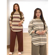 Latest Women's Suit Model LD 120 cm Full Print Motif Oval Top 3 Sleeves/4 and Long Pants Oneset Stri