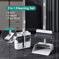 🇸🇬 Ready Stock Multi-Function Foldable Cleaning Set Broom Dustpan Comb Hair Scraper Rotating Head
