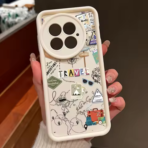 Case For OnePlus 13 12 Cute Cartoon Landmark Label Patterned Shockproof Silicone Soft Cover Fundas F