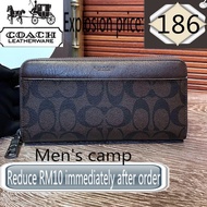 COACHLong wallet, men's wallet, zipper wallet 100% authentic