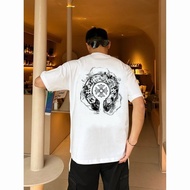 Chrome Hearts Short-Sleeved Chrome Hearts CH Chrome Hearts Smoke Horseshoe Label Printed Couple Roun