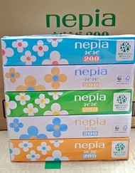【花朵紙巾】妮飘NepiNepi盒裝雙層面紙（200抽 x 5盒）（ 4901121181899）抽紙 孕婦嬰兒適用 親膚 純木漿 【平行進口】不同包裝隨機發