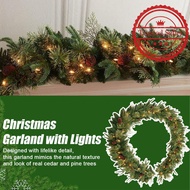 2.7m Christmas Garland With Led Lights - 6ft Pine Cone Decorative Vine With 6-hour Timer, B8l4
