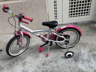 二手 迪卡儂女孩16吋腳踏車 附輔助輪