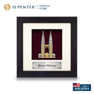 (JS Pewter) Petronas Twin Tower | Gold Plated Pewter | 6" x 6" Solid Frame | Cenderahati Premium Cor