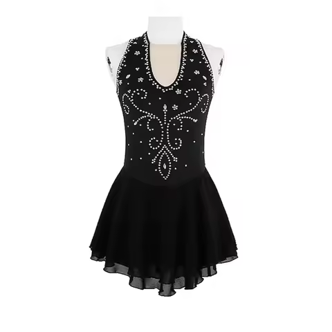 Girls' Ice Skating Dress Patchwork Thumbhole Stretchy Training Practice Professional Skating Wear Th