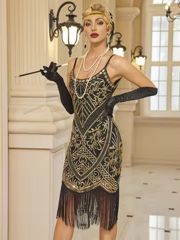 Dresses 1920s,Great Gatsby Dresses Sequin Fringe Cocktail Dress Roaring 20s