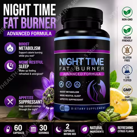 Night Time Wellness Capsules for Adults, Relaxation & Sleep Support, Daily Metabolism Support, Non-G