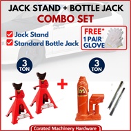 [CORATED] Combo Set 3 Ton Jack Stand + Masada MS3 3 Ton Standard Bottle Jack ( Made in Japan )