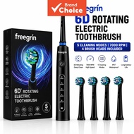 FREEGRIN 7000 RPM Rotating Electric Toothbrush 600mAh Battery 20 Days Long Lasting 2 Min Timer 30 Se