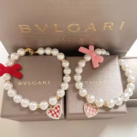 MPK New Series Cat Collar Pearl Vintage Love Crystal Pendant Diamond Neck Ornament Cute Accessories 