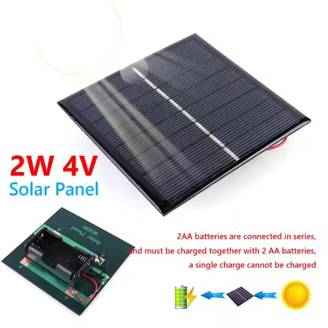 Mini Solar Panel 2W 4V 90x90mm Solar Cell 2-slot Charger for 2AA 1.2V Rechargeable Battery Charging 