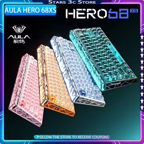 AULA HERO 68XS Magnetic Axis Mechanical Keyboard Wireless Tri Mode Lightbox Design 8k Low Latency Ga
