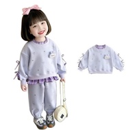 New style girl's set: Labubu fake two-piece casual sweatpants with brushed fabric