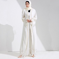 Muslimah  Abaya cardigan dress lace putih muslimah jubah Dubai white black Wedding/Engagement/banquet/dinner/Party Dress