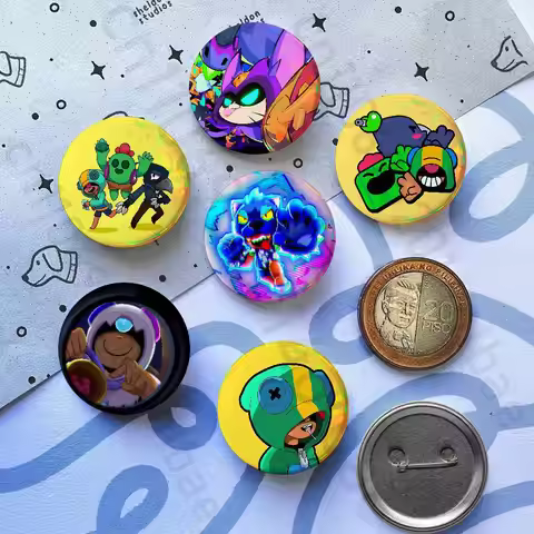 S-Stars L-Leon Game 58mm Badge Brooches on Backpack Clothes Handmade Round Enamel Pins for Jewelry