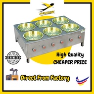 Metallogy Stainless Steel 6 Burner Pancake Gas Stove 7 Inch / Dapur Gas Stove Apam Balik 6 Kepala /Dapur Kuih Ban Chan