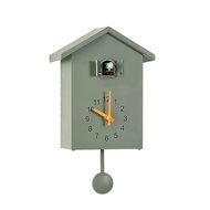 Bird House Clock, Accurate With Clock Pendulum Cuckoo Wall Clock, Creative House Shape Plastic Silen