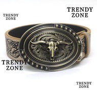 TRENDYZONE Leather Embossed Belt, Harajuku Y2K Bohemian Style Belt, Women Man Hip Hop Punk Rock Wais