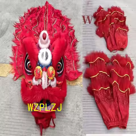 Artifical Fur 2 kids Lion Dance 13-15 Age 2 pants Costume Student Child Party Performance Sport Stag