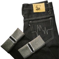 DISKON SPESIAL Evolusion Denim Selvedge Celana Jeans 15oz Raw Denim Black Sync - Black Sync 27