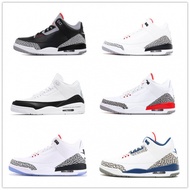 Shoes Foreign Trade Factory Wholesale AJ3 Joe 3 Black Cement Flame Red Air Cushion Anti-slip Men's B