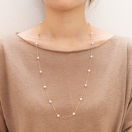 5.5mm akoya pearl station necklace＆bracelet, Japanese seawater pearl, 18k yellow gold chain
