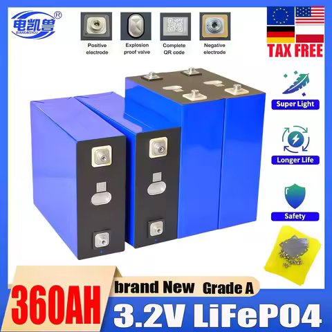1-16PCS new Grade A 3.2V 360Ah Lifepo4 Rechargeable battery DIY 24V 48V RV EV Boat Golf solar energy