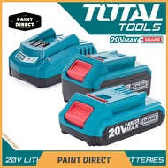 TOTAL Tools Lithium-Ion 20V Battery 2.0Ah / 4.0Ah / Fast Charger TFBLI2001 For 20V Cordless Machine