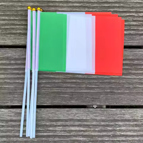 xvggdg italy hand flag 50 PCS/ lot Italy Hand Waving National Flag 14*21cmPolyester Flag
