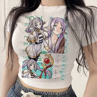 Frieren crop top women goth alternative  manga top tees cheap vintage manga