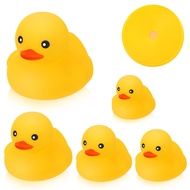 Junkin 5 Pcs Bath Ducks Yellow Rubber Duck without Hole Bath Toy Waterproof No Noise Funny Ducks Fam