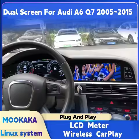 Car Radio Digital Cluster Interactive Dual Screen For Audi A6 Q7 2005-2015 Multimedia Player GPS Nav