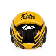 Fairtex Headguard Microfiber M2 - "HG16-M2" Gold Color Muay Thai head protection for MMA K1 training and sparring Size M L XL