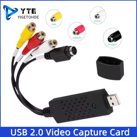 USB 2.0 RCA Composite S-video Audio Video Capture Card for DVD VCR Win 7/8/10 PC Laptop USB Audio Vi