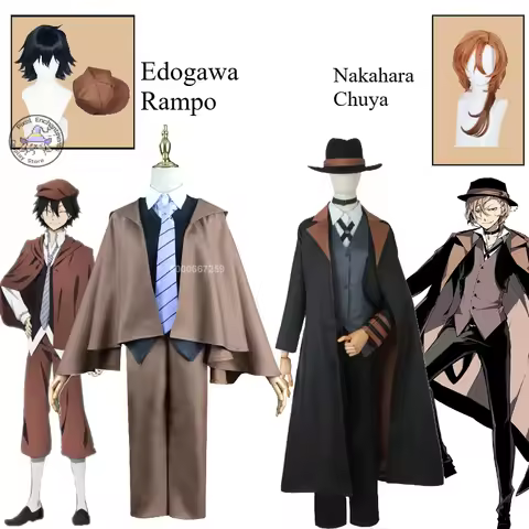 Bungo Stray Dogs Cosplay Nakahara Chuya Ranpo Edogawa Costumes Uniform Wig Anime Role Play Outfit Ha