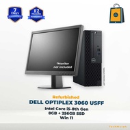 Desktop DELL OPTIPLEX 3060 USFF   - Intel Core i5-8th Gen | 8GB RAM + 256GB SSD| Windows 11 | 12 Mon