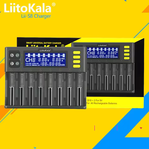 1-5PCS LiitoKala Lii-S8 18650 Battery charger 8-Slot Auto-Polarity Detect For 26650 21700 14500 1044