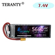 TERANTY 2S Battery 7.4V 5600Mah 60C For RC Car Batteries For RC Off-Road Vehicles, Racing Cars, 4WD 
