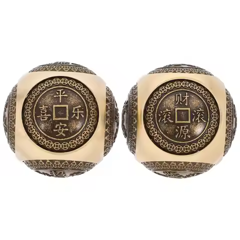 2 Pcs Solid Brass Hand Exercise Balls For Massage Fitness Meditation Therapy Ball With Engravings Du