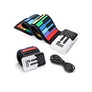 POGOLAB Roll Piano 49 Keyboard Electronic Piano Roll-Up Keyboard Piano Rechargeable Recordable 8 Voices 6 Training Demos