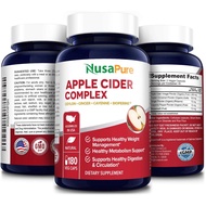 NusaPure - Apple Cider Vinegar Complex - Organic ACV and Ceylon Cinnamon, Organic Ginger, Bioperine &amp; Cayenne Pepper