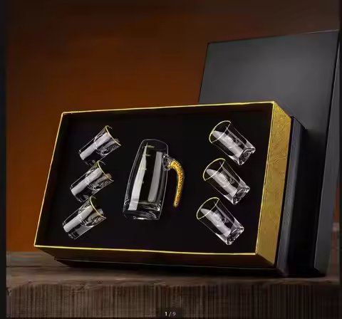 Glass Barware 7 Piece Set Wine Shot Glasses White Dispenser Bar Sets Exquisite Gift Box