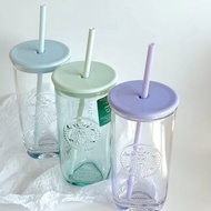 Ins ins Starbucks Cup 2025 New Product Glass Straw Cup Triangle Cup Small Fresh Girl ins Style Simpl