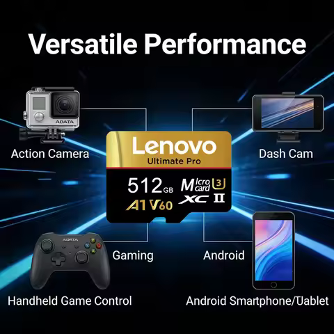 Lenovo Micro SD Memory Card, 280MB/s Read, 100MB/s, 4K UHD Recoding, U3, Class10, V60, A1, microSDXC