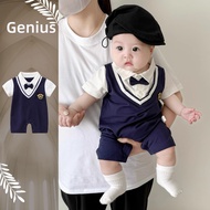 Baby Boy Romper Clothes Toddle Baby Summer Korean Fashion Gentleman Lapel Short Sleeves Jumpsuit Boy